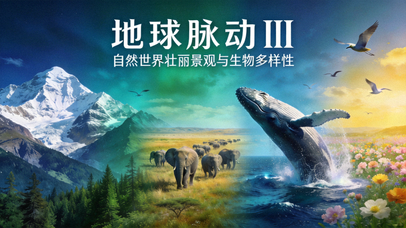 纪录片《地球脉动III》海报，自然世界壮丽景观与生物多样性