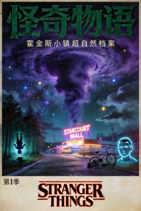 美剧《怪奇物语》海报，小镇超自然神秘事件